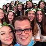 One of Dean Reed Farley's selfies with the class of 2014. Obtained from Head of School Elizabeth English's public Twitter account. 