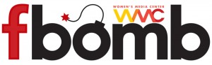 A logo depicting the relationship between Women's Media Center and the fbomb.  The two organizations are partnered. Taken from the Women's Media Center's website.