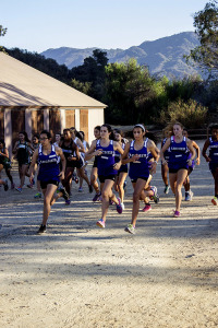 Varisty Cross Country takes off from the starting gate at the beginning of the race. They placed second in the meet at Viewpoint. Photographer: ShiShi Shomloo '15