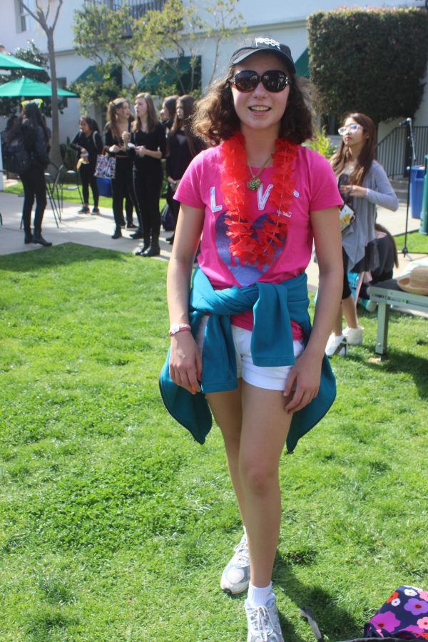 Claire Germano 18 dresses at a tacky tourist during Spirit Week. Spirit Week is an annual event organized by student council.