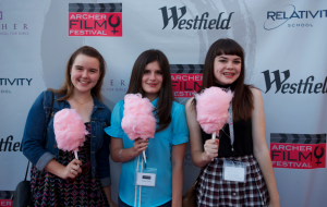 Lulu Cerone '17 (far right) and Elizabeth Zinman '17 (middle), actors and filmmakers of movie "Treats" Photographer: