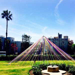 The maypole stands tall in the front of the school, showing its colorful ribbons to all the passerbys on Sunset blvd. Photorapher: Rachel Magnin