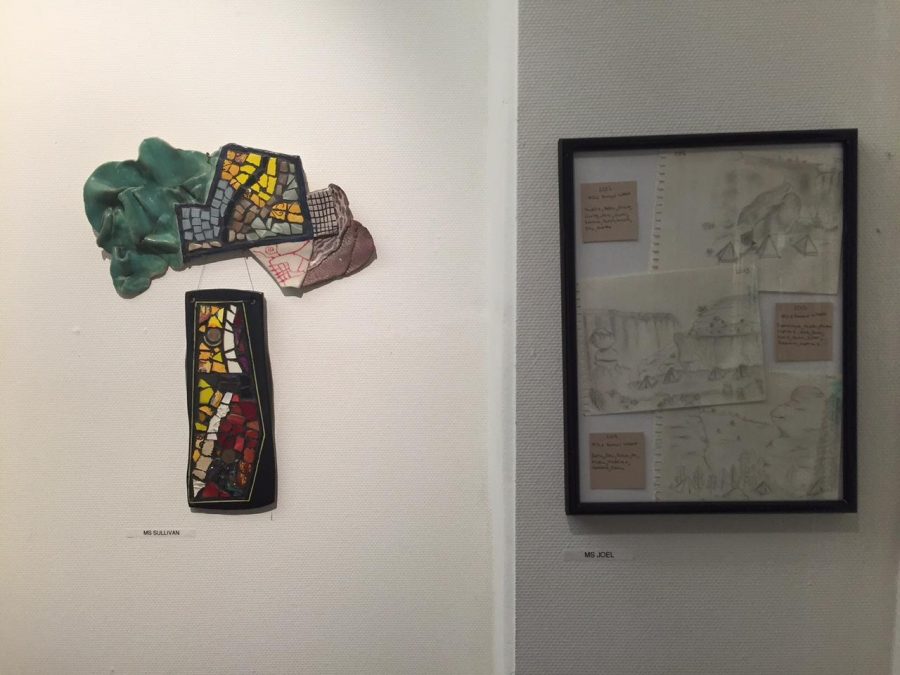 There are also drawings and sculptures along the walls of the gallery, such as Sue Sullivan and Jerilyn Joels pieces.