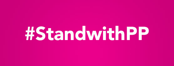 A #standwithPP sign.  The campaign #standwithPP went viral as social media users shared their support for Planned Parenthood online.  Photo from NARAL Massachusetts website.