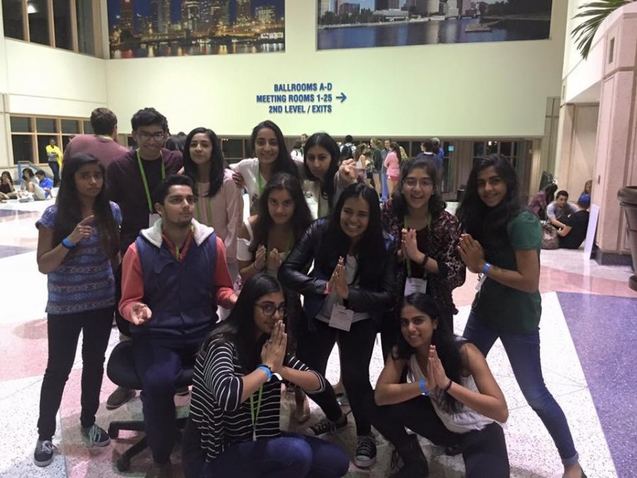 Bhavnani 17 poses with her affinity group. This was the South-Asian affinity group, or as they called themselves, The Brown Fam. Photo courtesy of Anika Bhavnani 17 