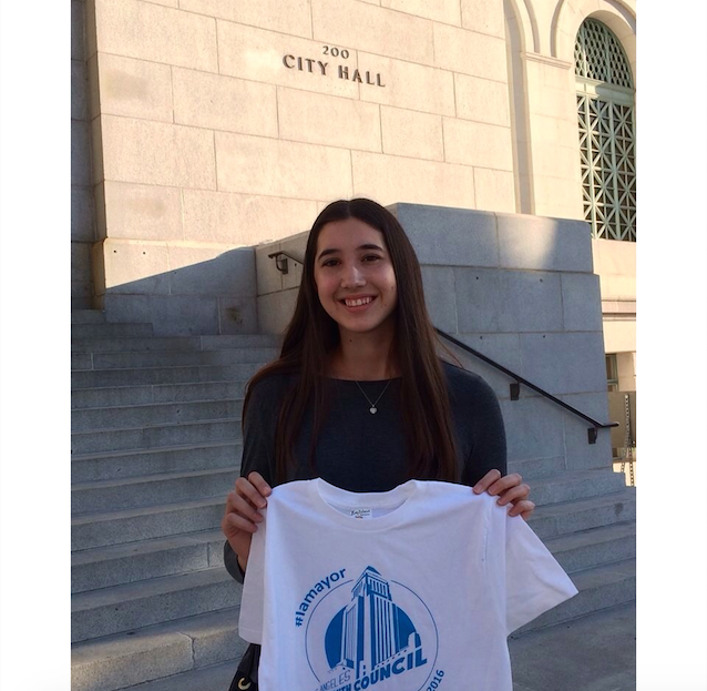Elyse Pollack 18 poses for a picture outside of City Hall. Photo courtesy of Pollack.