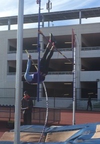 South vaults 8'6". It was only her second track meet ever. Image courtesy of Mathis.