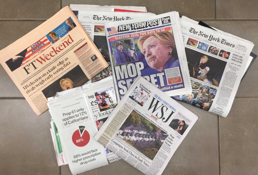 A collection of political newspapers discussing the  popular topics of the 2016 election. Archer girls recently had a chance to share their views on some of these issues through a school-wide survey.