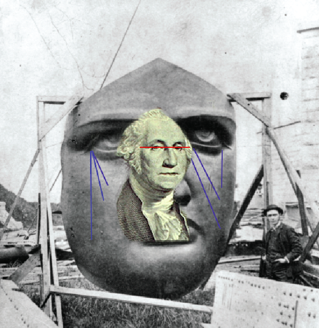 In this image, George Washingtons face from the dollar bill is pasted over that of the Statue of Liberty. It is a representation of the power of corporate wealth over the American Dream. 

Photo Illustration by Ciel Torres17