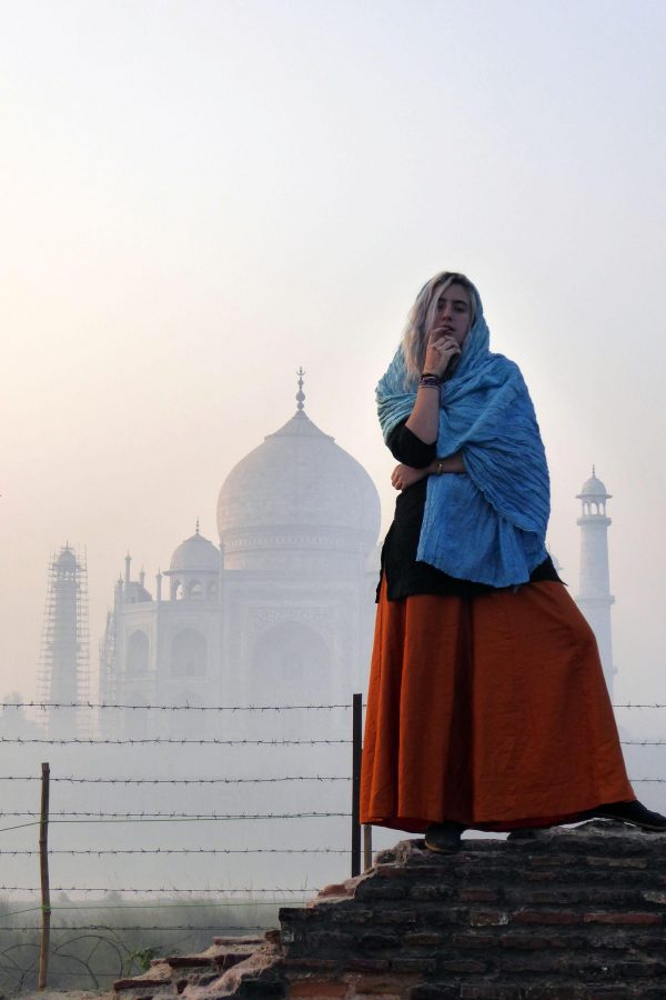Rose Shulman-Litwin 18 poses in front of the Taj Majal in Agra, India during the Archer Abroad trip to India. All of Shulman-Litwins previous thoughts on India were completely changed once she arrived. 