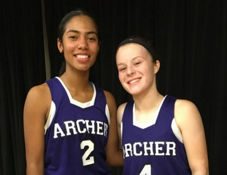 Junior varsity basketball captains Joyce Barahona and Alex Feldman pose after a game against Brentwood on Dec. 1. Despite losing the game 59-55, both of the juniors still have an optimistic outlook on the rest of their season. 