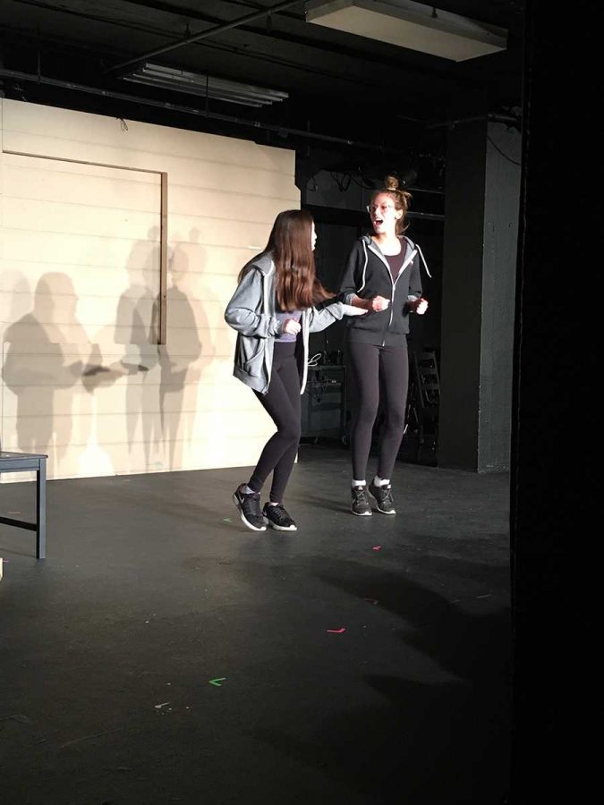 The advanced theatre class, Drama Queens, performed a showcase for the Archer Community on Jan. 30, 2017. The comedic scene is called Distracted by Lisa Loomer. From left to right: Noa Diamond 18, Sophie Evans-Katz 18 and Maya Winkler 18. 