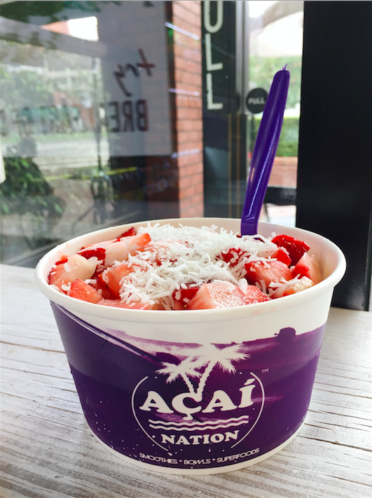 The Classic Acai Bowl #1 pictured at the Brentwood location of Acai Nation. The eatery also has a second location in the Pacific Palisades. 