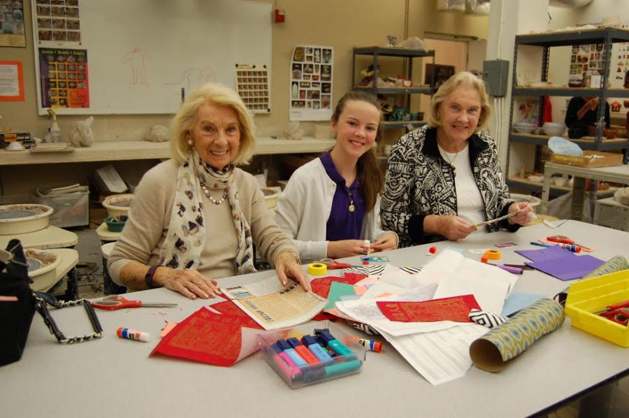 Pictured above is seventh grader, Lily Kerner at the collage workshop with her great aunt Sylvia Marcom (right) and her grandmother Veronica Shattuck (left). Archers annual Grandparents and Special Friends Day was held Feb. 17. Photo courtesy of Avani Shah.