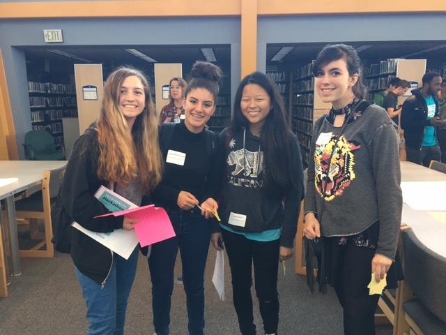Isabella Peyrot 18, Iman Mohammed 18, Lissa Kanai 19 and Lola Wolf 19 pose for a picture. These were the four Archer girls to attend the Hackathon.