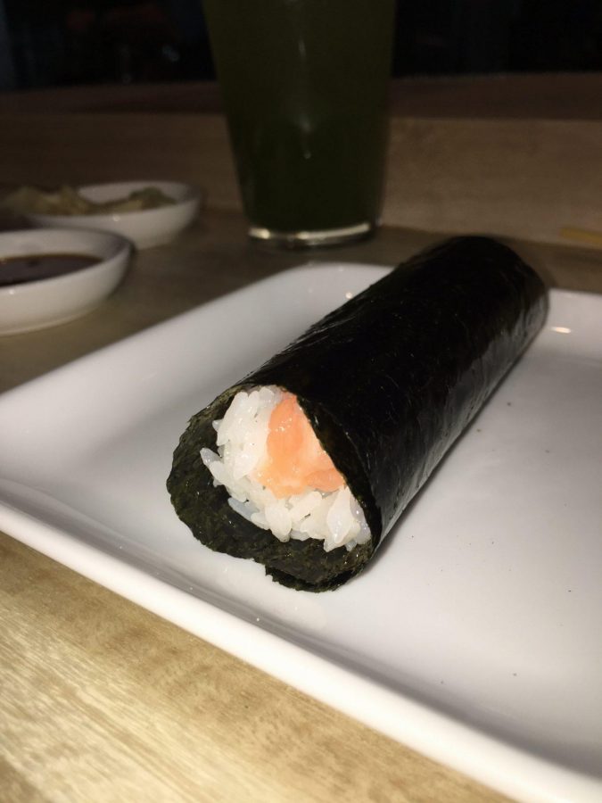 Pictured above is the salmon roll. This is one of the many menu items offered at KazuNori. 