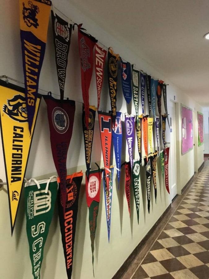 The pennants hung by the class of 2017 on April 28.