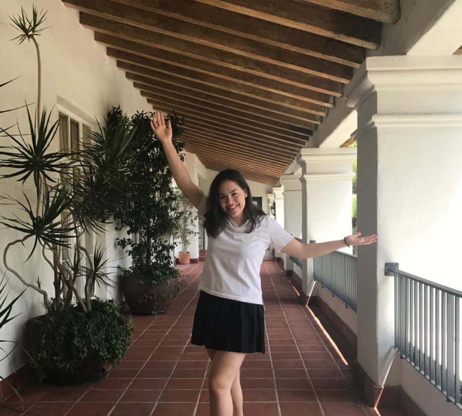 Cybele Zhang 18 poses in front of The Archer School for Girls. Zhang is Editor-in-Chief of The Oracle for the 2017-2018 school year. 