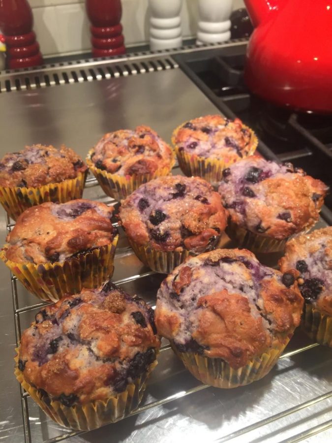Blueberry muffins I made. Muffins and other baked goods are a great way to celebrate fall.