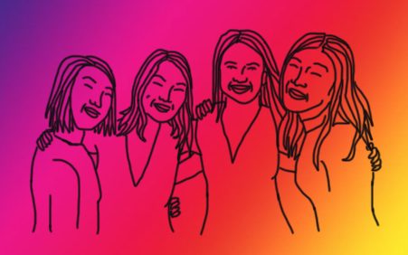 A drawing depicting Archer girls laughing. Archers protocol to prevent sexual misconduct is intended to make the community a safer place for all. Illustration by Rose Shulman-Litwin.