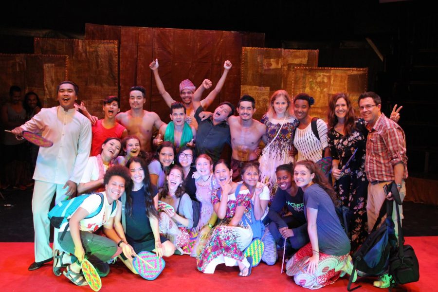 The Archer Abroad group poses with students from Cambodia Living Arts. The photo was taken after their performance, which included various types of dance.