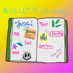 A photo illustration of a journal, which students use to stay organized. Many students use planners to keep track of homework. Photo illustration by Scarlet Levin.