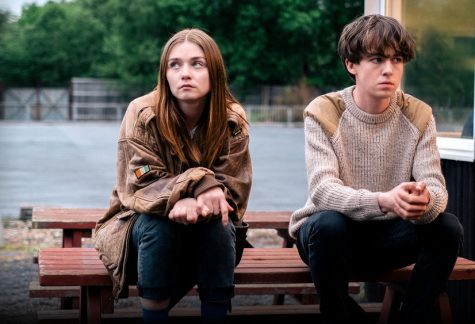 In a promotional photo, James (Alex Lawther) and Alyssa (Jessica Barden) contemplate their next move in Netflixs series The End of the F***ing World. The TV show follows two outcast teenagers, who escape their dull hometown. Image source: 
Netflix 
