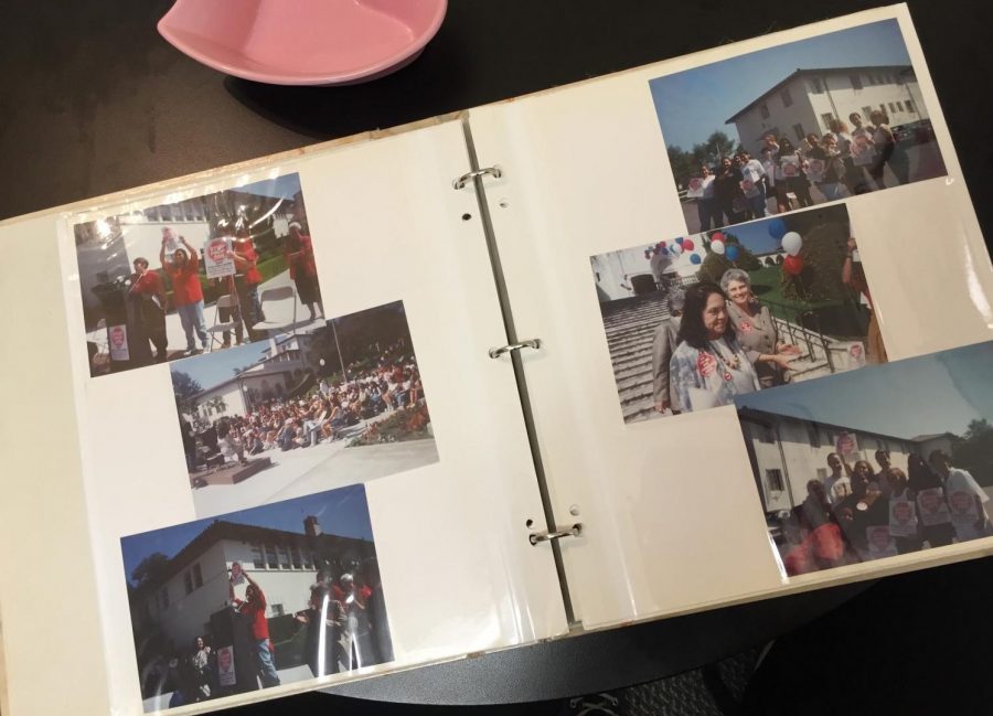 Bridges’ photo album with images of her and workers-right activist Dolores Huerta protesting. They were leading a rally to protest Prop 209, in order to fight for more diversity at universities. 