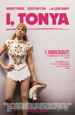  The official poster for “I, Tonya” featuring actress Margot Robbie. Robbie portrays figure skater Tonya Harding and her life in the spotlight. Image source: 
I, Tonya .
