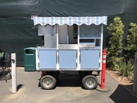The new cart in the classroom village, which will house the student store, The Arrow. The new space is set to open for business on Tuesday, May 1.