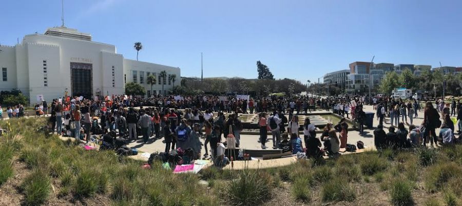 A panoramic shot of the student rally that took place April, 20. 