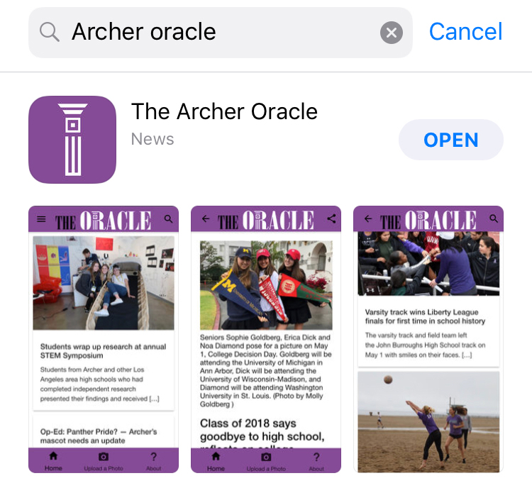 The Archer Oracle app is displayed in the app store. 