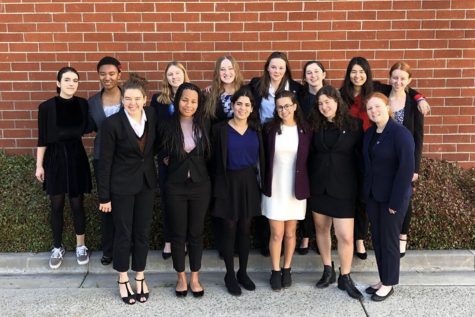 The Speech and Debate team competed in the California Lutheran University invitational on Saturday, Feb. 17, 2019. The team made history, with many students making it to the final rounds of the competition. SPEECH AND DEBATE TEAM. Natalie Grant (19), Evan Bowman (22), Isabella Silvers (20), Jessica Tuchin (21), Eva Dembo (21) and Noa Wallock (22). ROW 2: Lola Wolf (19), Lena Jones (20), Grace Carter (20), Kylie Chryss-Connell (21), Lily Kerner (22), Rachael Azrialy (21), Maddie Fenster (20), Anna Brodsky (20).