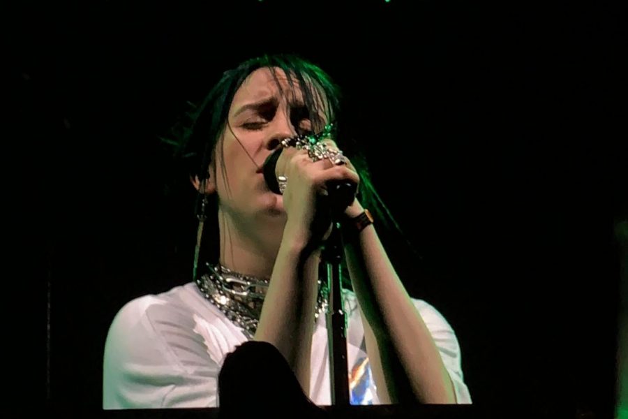 Billie Eilish performs at the outdoor theater at Coachella. This was Eilishs first time performing at the festival. 