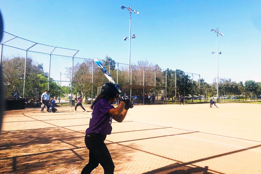 Softball players practice for their game against Hawthorne Math and Science academy. I really do believe that we can make it to championships again this season, Kimberly Tuxpan 20 said. 