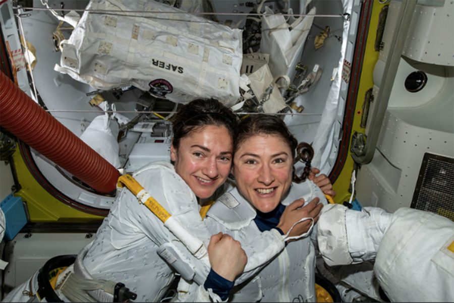 Astronauts Jessica Meir and Christina Koch in the International Space Station. Meir is originally from Maine while Koch is from Michigan.
 