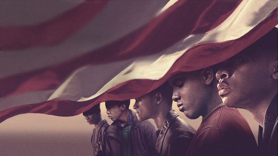 A promotional image for Netflixs When They See Us series. The four episode series was directed and co-written by Ava DuVernay and premiered on May 21, 2019.