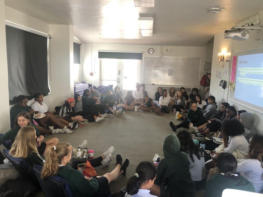 Black Student Union and Hermanas Unidas discuss at their joint club meeting during Thursday lunch in the HD room. Together, Archer students are learning about the importance of the two ethnicities and sharing their perspectives on topics they discuss during the meetings.

