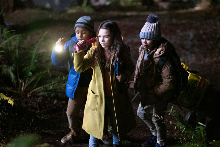 The Apple TV series Home Before Dark was released on April 3. This promotional photo shows Hilde (Brooklynn Prince) and her friends investigating a location. 