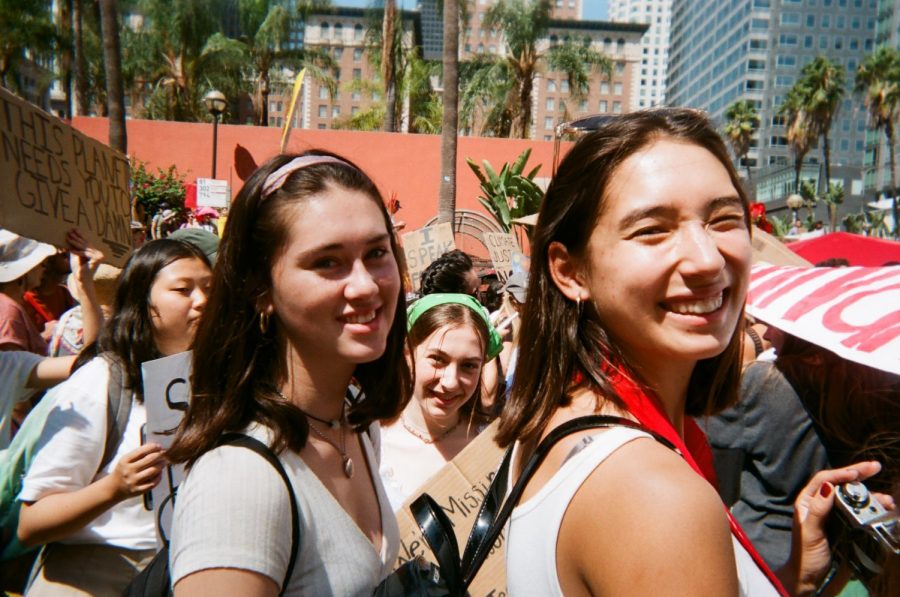 Seniors Norah Adler and Addison Lee at the Global Climate Strike earlier this school year. 