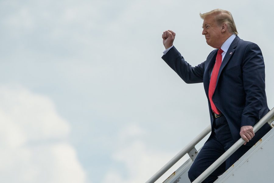 Donald Trump departs Air Force One in May of 2020. According to The New York Times, the House announced their second impeachment on Trump for “inciting a violent insurrection against the United States government” as well as “charging him with high crimes and misdemeanors.