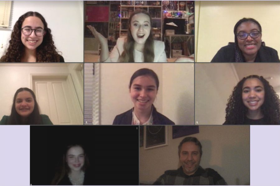 Members of the Speech and Debate team join together on Zoom after a successful league tournament the last weekend in January. Five members collectively placed in six different categories leaving the team excited for future tournaments, as Admin Captain Rachel Azrialy wrote in an instagram caption on the Archer Speech and Debate Instagram account. 