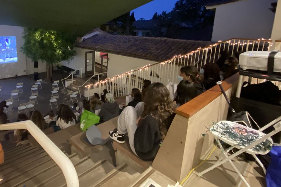 Juniors sit in socially distanced seats in the amphitheater during the Junior Prom Movie Night. In place of the typical junior-senior prom, Archer hosted a movie night where the 2012 movie Pitch Perfect was projected for students.