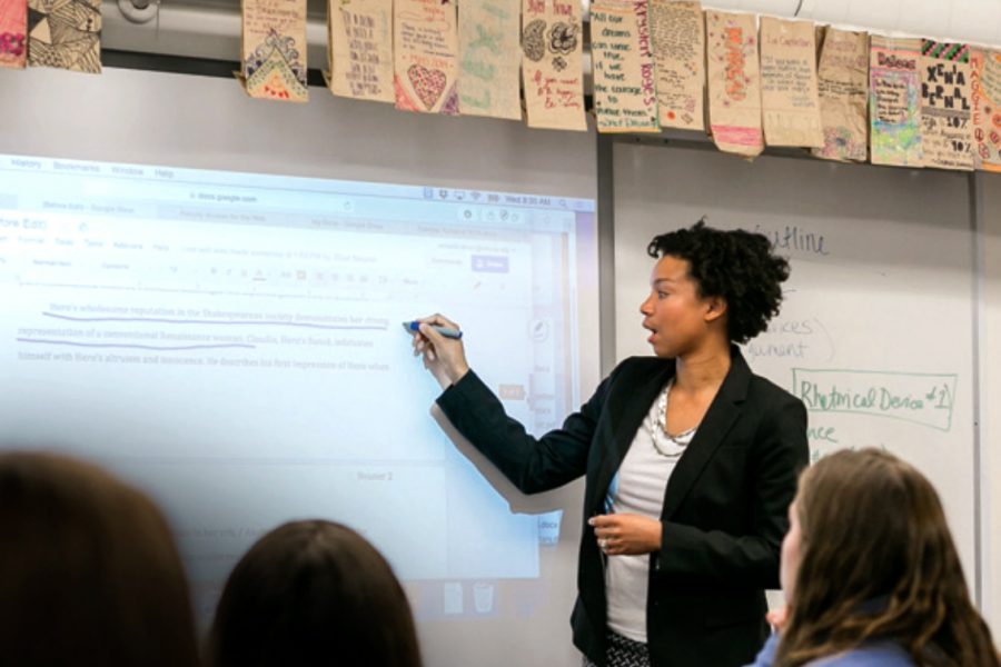 Samantha Hazell-OBrien, who was recently appointed as Dean of Student Life, Equity and Inclusion for the 2021-2022 school year, teaches an English class at Marymount High School. Hazell-OBrien is excited for her new administrative role at Archer, but acknowledges that it will be different than working with students in the classroom. 