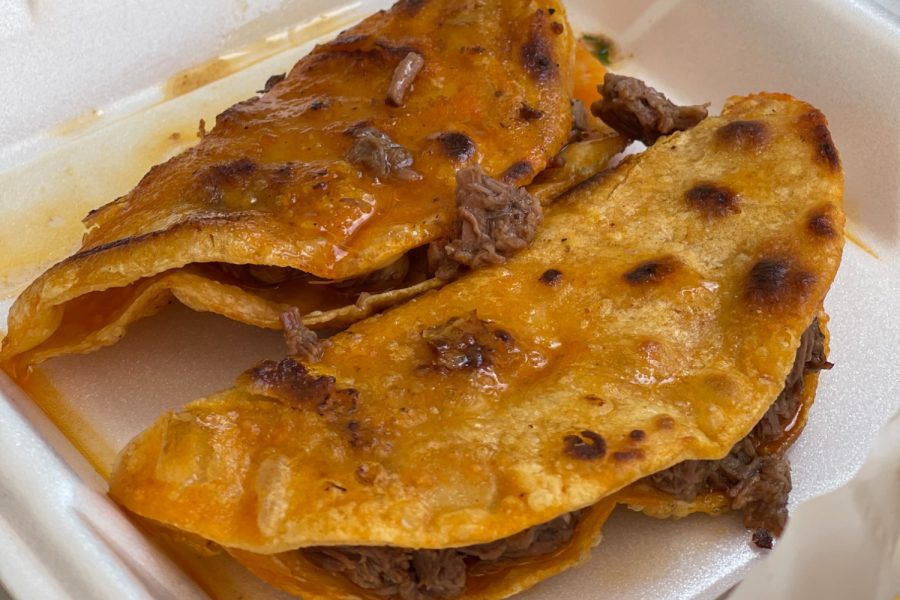 The traditional Quesabirria tacos with beef which can be dipped in consomé sauce. A staple item at Tacos y Birria La Unica food truck and the main event of the whole taco truck experience.