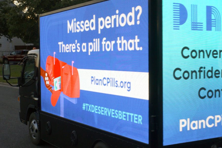 A truck sponsored by Plan C drives around rural Texas before the abortion ban. Plan C has been providing telemedicine resources for women to access abortions.