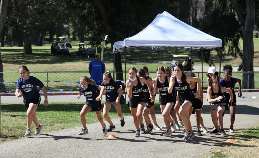 Members of the middle school cross country team take their first stride at a Pacific Basin League (PBL) meet in Cheviot Hills. The running squad has earned first place finishes in both of their September meets, which marks the first time in Archer history for the middle school cross country team.