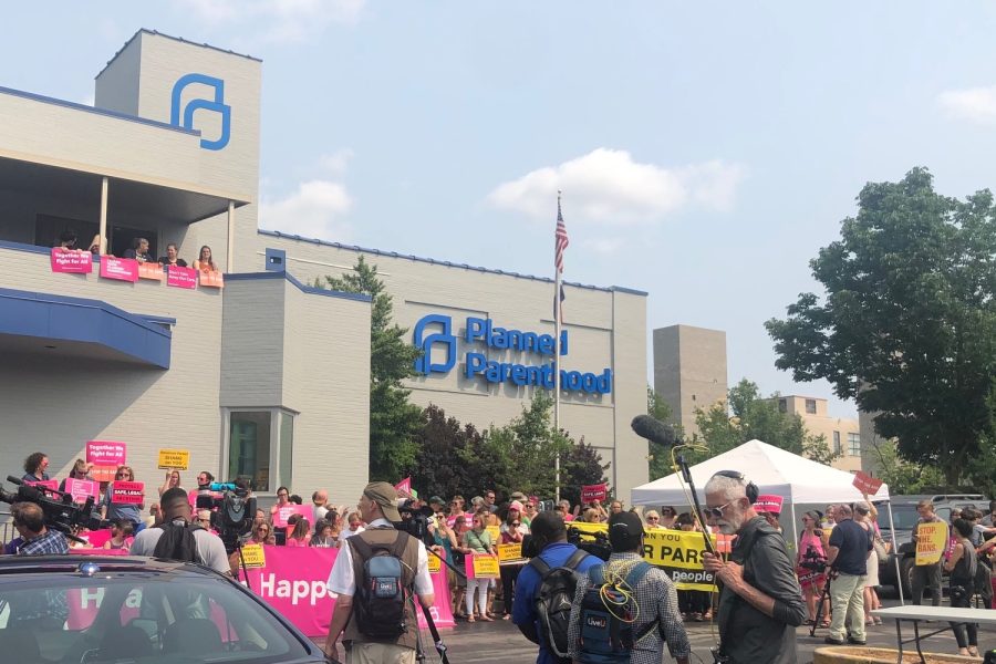 Pro-choice advocates gather outside of Missouris one Planned Parenthood. If Roe V. Wade is overturned, more than half of states will criminally prosecute abortion.