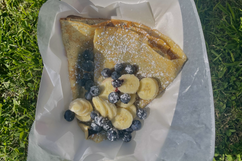 The delicious Nutella crepe topped with blueberries, bananas and powdered sugar. This crepe was definitely my favorite and a must try if you venture to Black Flour Crepes.