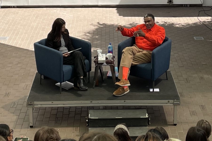 On April 19, Actor Keith David speaks to Upper School students about his career and what inspired him to become an actor. The panel was moderated by English teacher Jennifer Dohr, and David offered advice to students about acting and pursuing their passions. My dance teacher...said, any fool can be happy all the time. Happiness is the result of your hard work, David said. When you work hard, and you have earned where you are, theres cause to be happy, and no one can shake that.